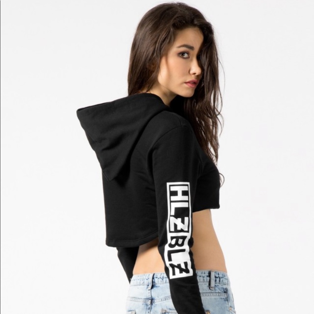 Hellz Bellz Logo Crop Hoodie XS HLZ BLZ